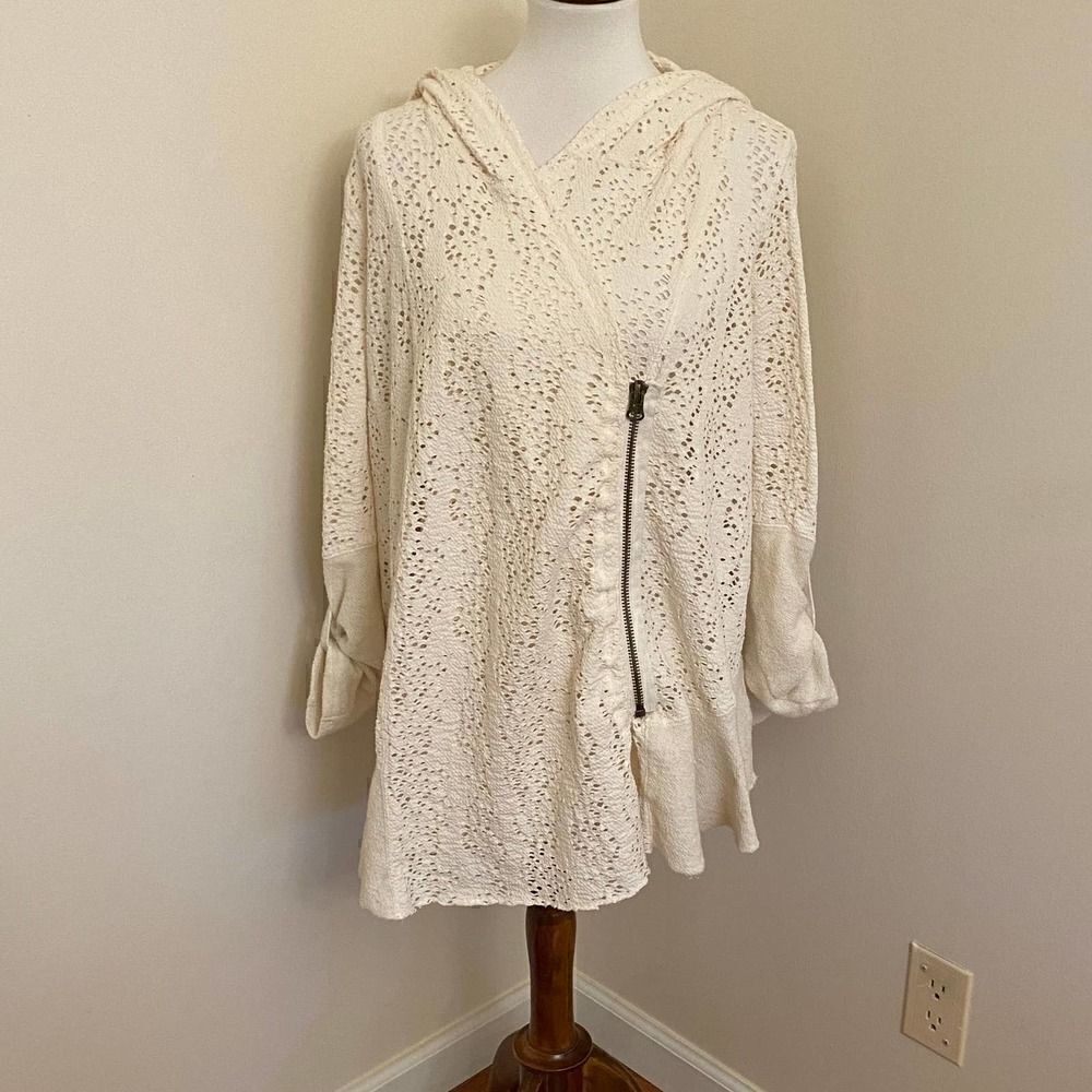 Free People Doiley Open-knit Cardigan In Ivory Combo XS